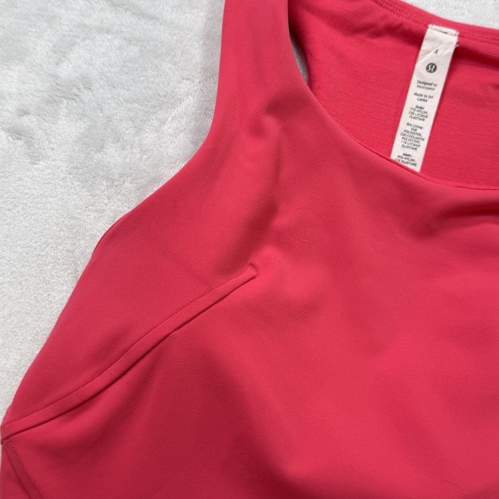 LULULEMON Wunder Train Racerback Tank Crop Top WASHED MAUVE Padded Bra Pink SZ 4 - Picture 4 of 8